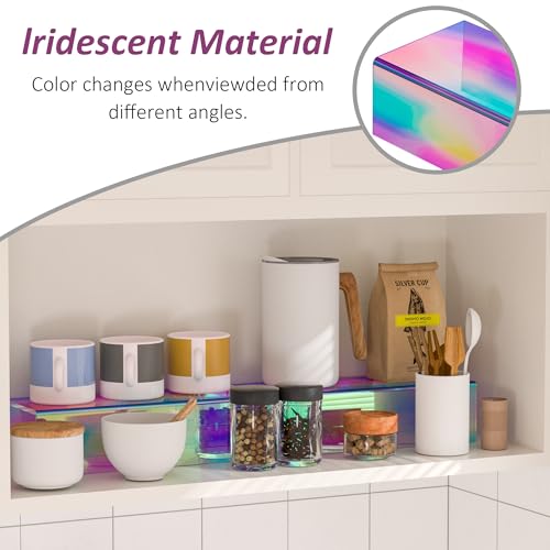 Sezanrpt Acrylic Shelf Riser 12x4.7x3 pack of 2, Iridescent Desktop Rectangular Acrylic Tray Pedestal Stand for Funko Pop Figure, Bags, 12x4.7x3 Inch - color: Iridescent, size: 12x4.7x3 Inch