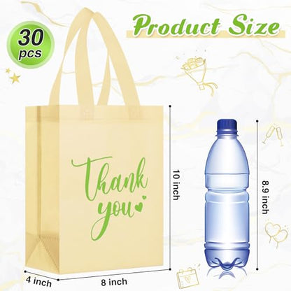 Sweetude 30 Thank You Non Woven Gift Bag, 10 x 8 x 4 Inch, Beige - color: Beige, size: 10 X 8 X 4 Inch