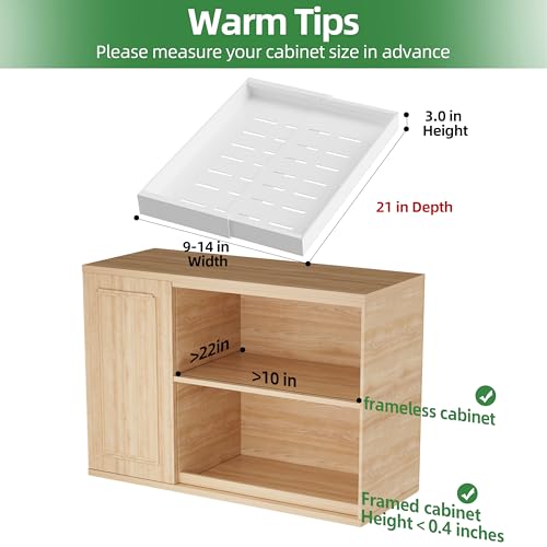 PAKETA 4 Pack Expandable Pull Out Cabinet Organizer,21" Deep - color: White, size: 21"D X 9-14"W (4 Pack)