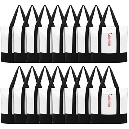 Reginary Large Canvas Tote Bag Bulk - color: Black and White