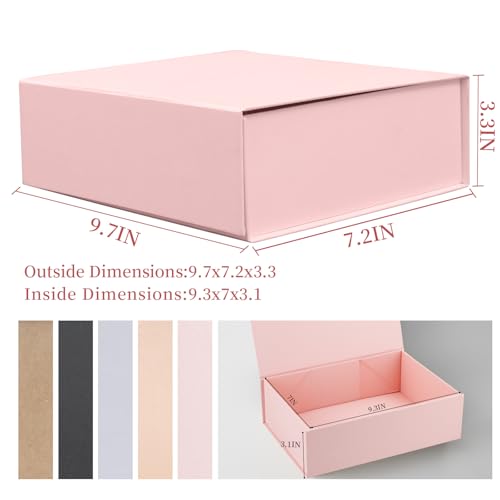 Rsgift Pink Gift Boxes,Collapsible 9.7x7.2x3.3 Inch Gift Box with Lids,Magnetic Closure Matte Textured Finish Box for Wedding,Birthday,Mother's day,Christmas - color: Pink, size: 7.8 x 7 x 3.1 inches (pack of 1)