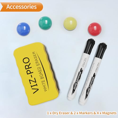 VIZ-PRO Magnetic Dry Erase Board, 18 x 12 Inches, Black Aluminium Frame - size: 18"W x 12"H