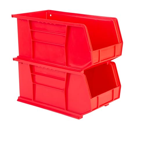 HE HUDSON EXCHANGE 15" x 8" x 7" (6 Pack) Plastic Stackable Storage Bin, Red - color: Red, size: 6 Pack