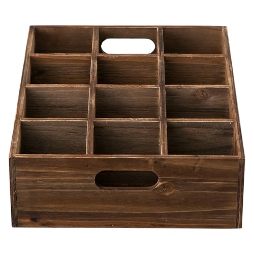 Rustic Wooden Crates for Storage 16 X 12 Inches, Carrying Handles - color: Wood (Each Slot: 3.54")