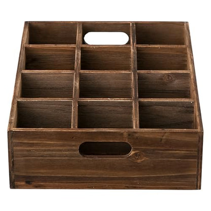 Rustic Wooden Crates for Storage 16 X 12 Inches, Carrying Handles - color: Wood (Each Slot: 3.54")