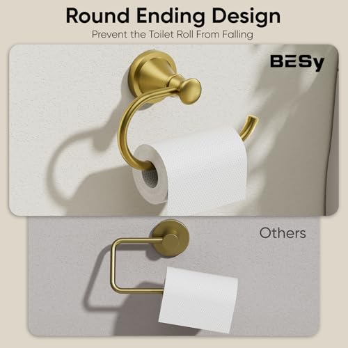BESy Toilet Paper Holder Wall Mounted Bathroom Tissue Holder Brushed Gold - color: Brushed Gold