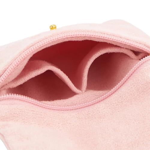 2pcs Zipper Small Velvet Jewelry Pouches,4"x4",Pink - color: Pink+Grey