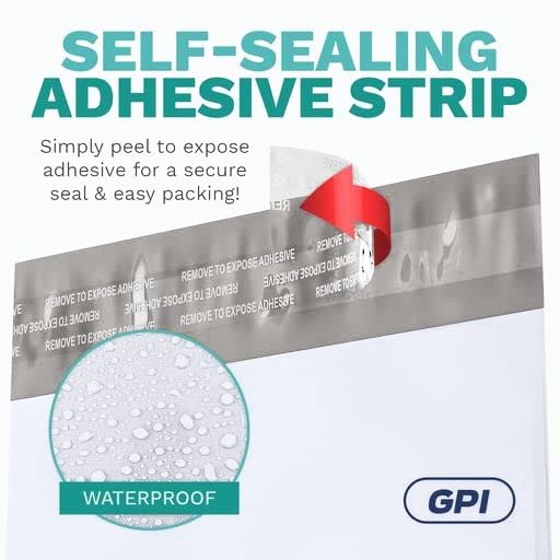 7.5" x 10.5" Poly Mailer Envelopes - 200 Count, Self Seal White Plastic Mailing Bags with Adhesive Strip, 2.5 Mil Thick, Waterprrof & Tear/Puncture Proof Unpadded Shipping Mailers - GPI - size: 7.5" x 10.5"