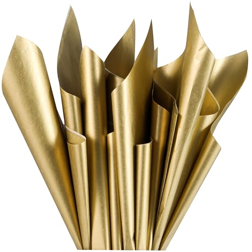 SUNCOLOR 36 Sheets Gold Tissue Paper for Gift Bags, 20 x 20 Inch Shiny Metallic Wrapping Paper for Christmas Weddings Birthdays and Crafts - color: Gold