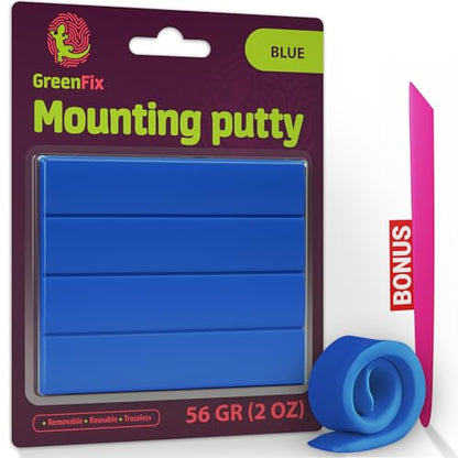 GreenFix Mounting Putty 2oz, Blue, Removable & Reusable, Non Marking - color: Blue