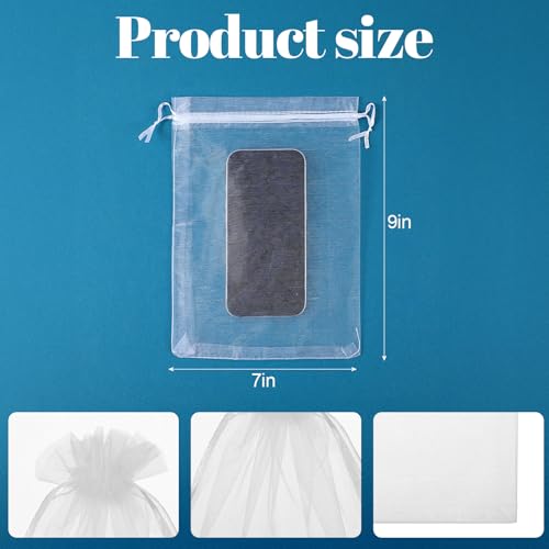 wutfuooo 200 Pcs Large Organza Bags 7 x 9 Inch Organza Gift Party Favor Packing Mesh Drawstring Gift Bags Jewelry Pouch Gift Wrapping for Valentines Christmas Wedding Shower Party Goodie,White