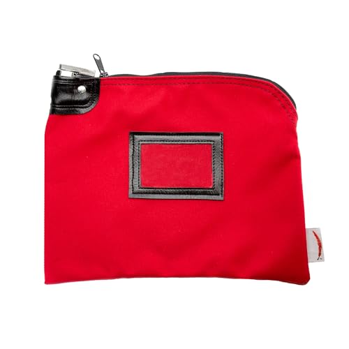 Locking Canvas Cash Bag, Red, 9 x 12 Inch - color: Red