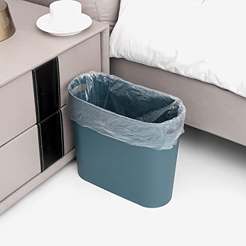 rejomiik Small Bathroom Trash Can, 3.5 Gallon Slim Garbage Can, Teal Blue - color: Teal Blue, size: 1 pack