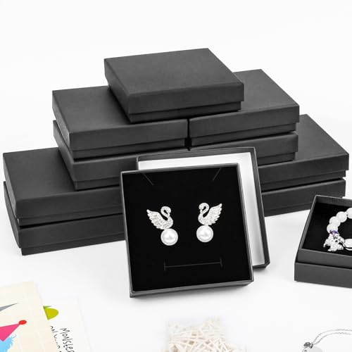Small Jewelry Boxes, 20 Pack 3.5x3.5x1 Inch Jewelry Gift Boxes, Velvet Sponge Cardboard Gift Boxes for Jewelry Earrings Necklaces Bracelets(Black) - color: Black, size: 3.5x3.5x1 Inch (Pack of 20)