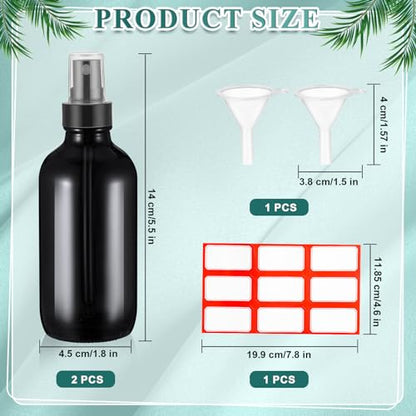 Fumete 2 Pack Glass Spray Bottles 4oz,Black, Black Top,Mist Bottle - color: Black, Black Top, style: Mist Bottle