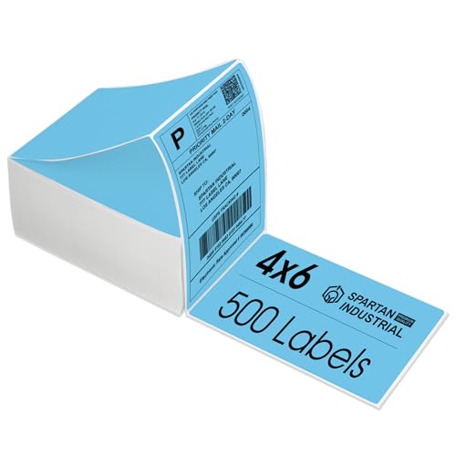 4" X 6" Blue Direct Thermal Fanfold Labels (500 Count, 1 Stack) - Printable - color: Blue
