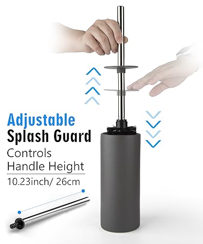 Matt Gray Ceramic Toilet Brush and Holder Set - color: Matt Gray, size: Set/1