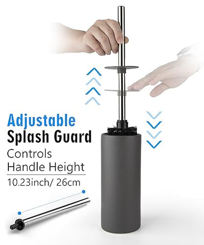 Matt Gray Ceramic Toilet Brush and Holder Set - color: Matt Gray, size: Set/1