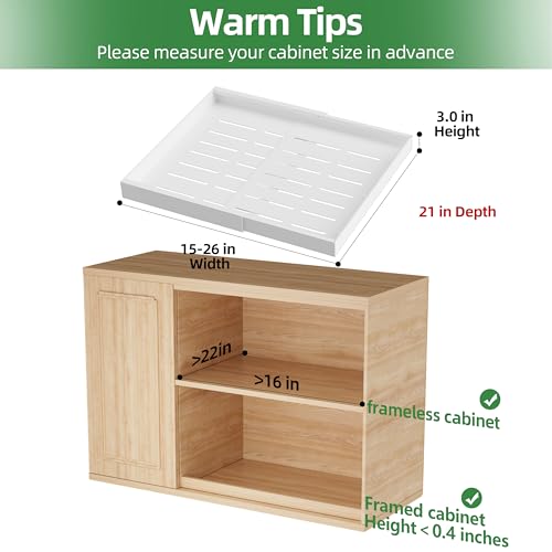 PAKETA 4 Pack Expandable Pull Out Cabinet Organizer,21" Deep - color: White, size: 21"D X 15-26"W (4 Pack)