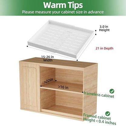 PAKETA 4 Pack Expandable Pull Out Cabinet Organizer,21" Deep - color: White, size: 21"D X 15-26"W (4 Pack)