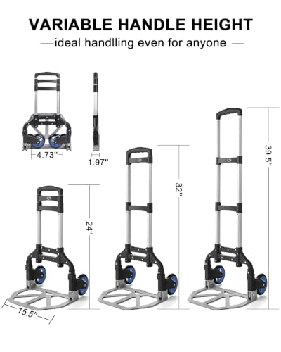 Folding Hand Truck, Dolly Cart with Wheels, Folding Dolly - color: Black Blue