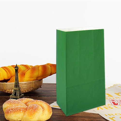 KEYYOOMY Small Dark Green Paper Bags Goodie Bags (50 CT, 4.7x2.4x8.7 in) - color: Dark Green, size: 4.7x2.4x8.7 in - Small