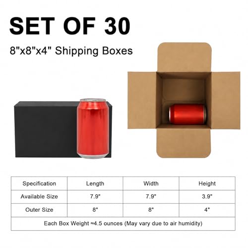 8x8x4 Medium Shipping Boxes, 30 Pack Black Cardboard Mailer Box, Gift Boxes for Packaging Small Business - color: Black, size: 8x8x4 in