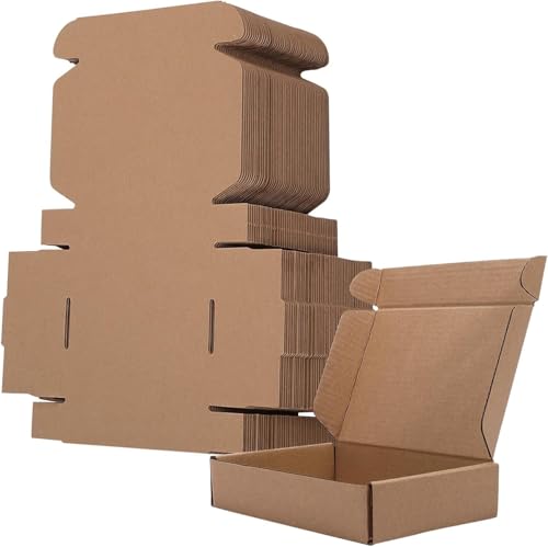 50 Pack Small Shipping Boxes, Corrugated Cardboard Boxes, Brown