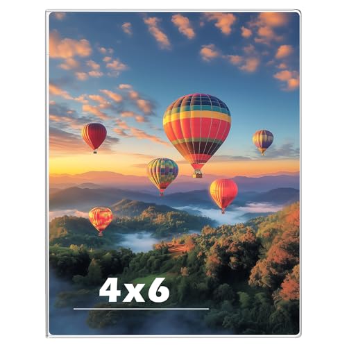 4 x 6 Acrylic Picture Frame, Horizontal/Vertical Clear Photo Frame for Wall with Tape, No Drilling Floating Hanging Frameless Picture Frame, Wall Mount Sign Holder for Home, School, Office - size: 1 Pack 4 x 6 Inches