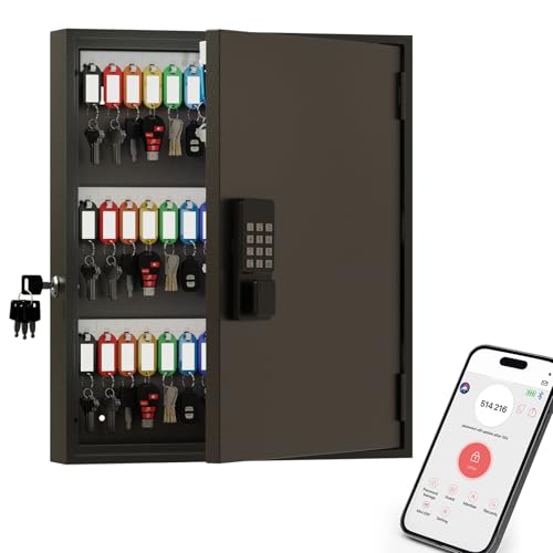 WeHere 90 Key Lock Box Wall Mount, Smart Key Cabinet with Keypad for Office - size: 90-Keys