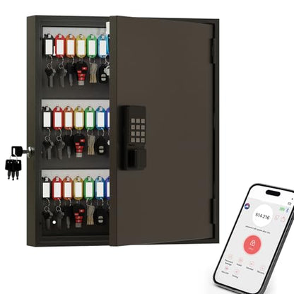 WeHere 90 Key Lock Box Wall Mount, Smart Key Cabinet with Keypad for Office - size: 90-Keys