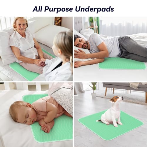 Fygrip 6 Pack 24” x 24” Extra Heavy Absorbency Washable Underpads Bed Pads - size: 6 Pack - 24" x 24"