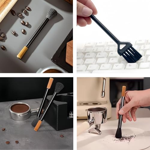 4 PCS Coffee Grinder Cleaning Brush, Espresso Brush Accessories Machine Cleaning Brush for Barista and Home Kitchen - color: Black-4 PCS