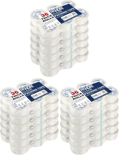PANDRI Clear Packing Tape, 36 Rolls Heavy Duty Packaging Tape for Shipping Packaging Moving Sealing, 1.88 inches Wide, 65 Yards Per Roll, Total 2340 Yards (Pack of 3) - size: 1.88 Inch 36 Rolls (Pack of 3)