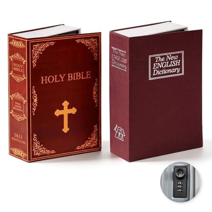 SEPOX® Twins Safe Book Lock Box Real Paper Cover with Larger Steel Interior - color: RedRed