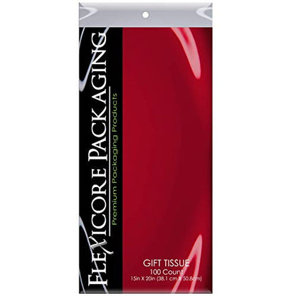 Flexicore Packaging| Gift Wrap Tissue Paper|15"x20"|100 Count (Deep Scarlet, 100 Sheets) - color: Deep Scarlet