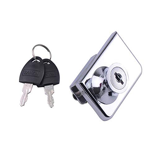 2 Pack Double-Open Glass Door Display Cabinet Display Cabinet Safety Lock, Suitable for 0.2-0.31" Glass Door, Separate Key with Drilling, Zinc Alloy - size: Double door