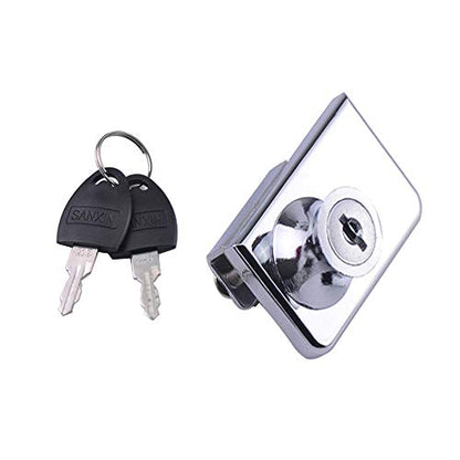 2 Pack Double-Open Glass Door Display Cabinet Display Cabinet Safety Lock, Suitable for 0.2-0.31" Glass Door, Separate Key with Drilling, Zinc Alloy - size: Double door