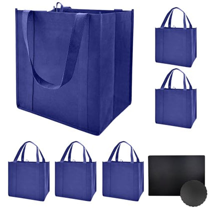 6 pack Reusable Grocery Bags,Thick Bottom-Shopping Bag for Groceries - color: Blue