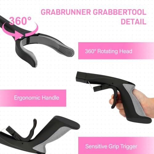 32“ Folding GrabRunner Reacher Grabber with Strong Magnetic (Grey) - color: Grey