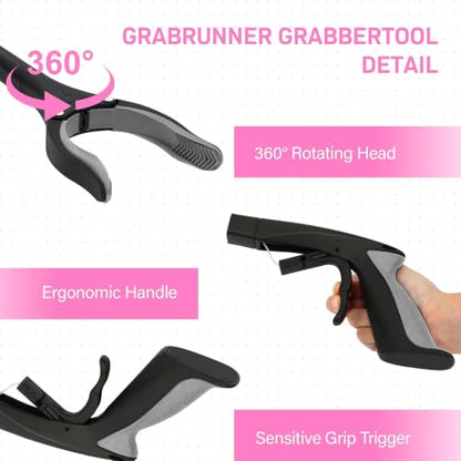 32“ Folding GrabRunner Reacher Grabber with Strong Magnetic (Grey) - color: Grey
