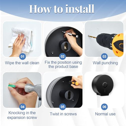 Mifoci 2 Pcs Industrial Toilet Paper Holder Commercial Roll Dispenser Wall Mount Stainless Steel Jumbo Tissue Dispenser Fits 9" Roll Toilet Paper for Office Home Public Places (Black) - color: Black