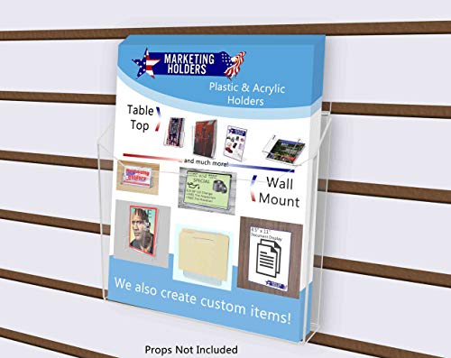 Marketing Holders 6 Pack Slatwall Brochure Holder for 8.5 Inch Wide Advertisement Materials Clear Acrylic Space Saving Catalog Display Rack in Retail Stores and Offices No Assembly Required