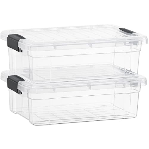Superio 7.4 Quart Clear Plastic Storage Bin with Lid, Stackable Organizer Box, BPA-Free Storage Container for Home, Garage, School & Office, 2 Pack - size: 7.4 Quart