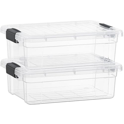 Superio 7.4 Quart Clear Plastic Storage Bin with Lid, Stackable Organizer Box, BPA-Free Storage Container for Home, Garage, School & Office, 2 Pack - size: 7.4 Quart