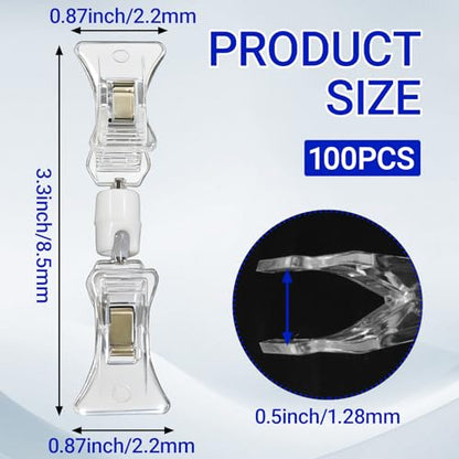 100Pack Double Sided Swivel Price Tag Clips, Clear - size: 100 PCS