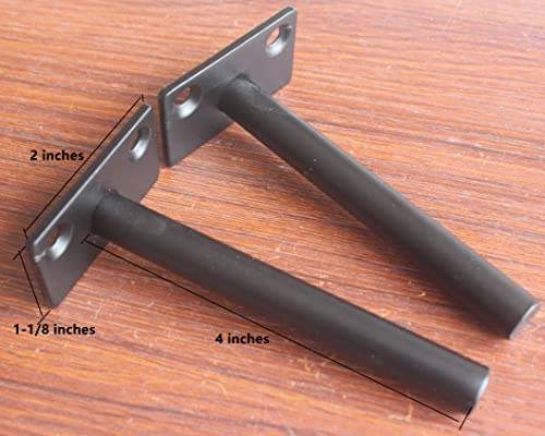 8 Pcs 4" Black Solid Steel Floating Shelf Bracket Blind Shelf Supports - Hidden Brackets for Floating Wood Shelves - Concealed Blind Shelf Support – Screws and Wall Plugs Included - size: 4 Inch, style: 8 Pack-Solid