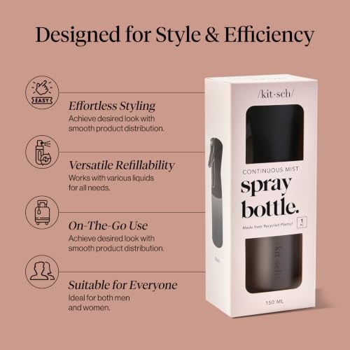 Kitsch Continuous Spray Bottle for Hair – Black, 150ml - color: Black