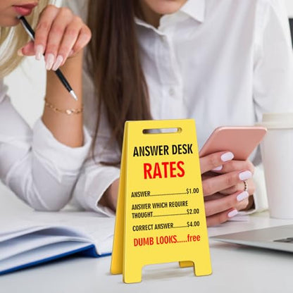 Funny Office Desk Accessories Decor ANSWER DESK RATES Acrylic Mini Floor Do Not Disturb Sign Funny Cute Gag Office Decorations Gifts for Work Women - style: ANSWER DESK