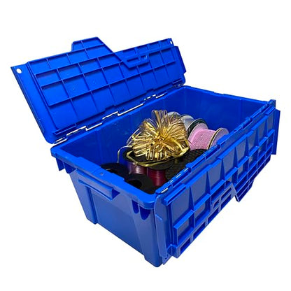 Heavy Duty Stackable Crates, 2 Pack, Blue, Storage Bins With Lids - size: 2 PACK